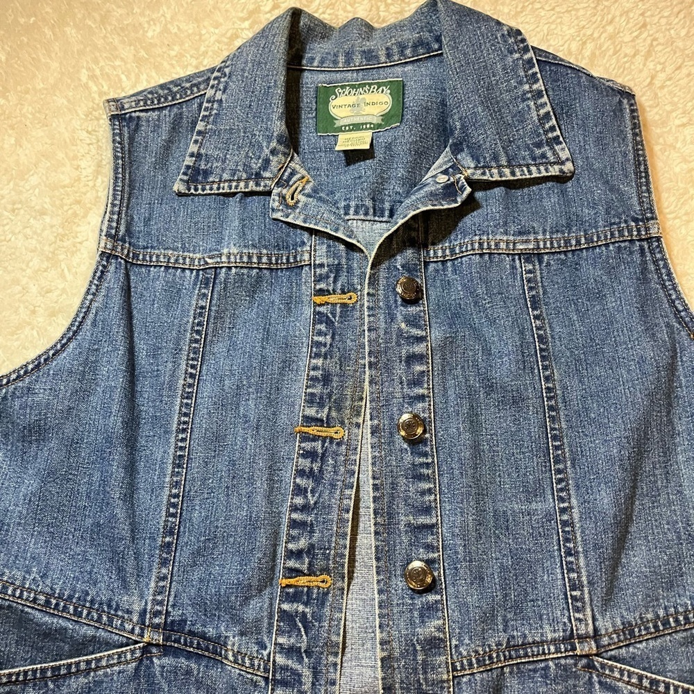Vintage St. John’s Bay Indigo Buttton Jean Vest - Picture 2 of 6